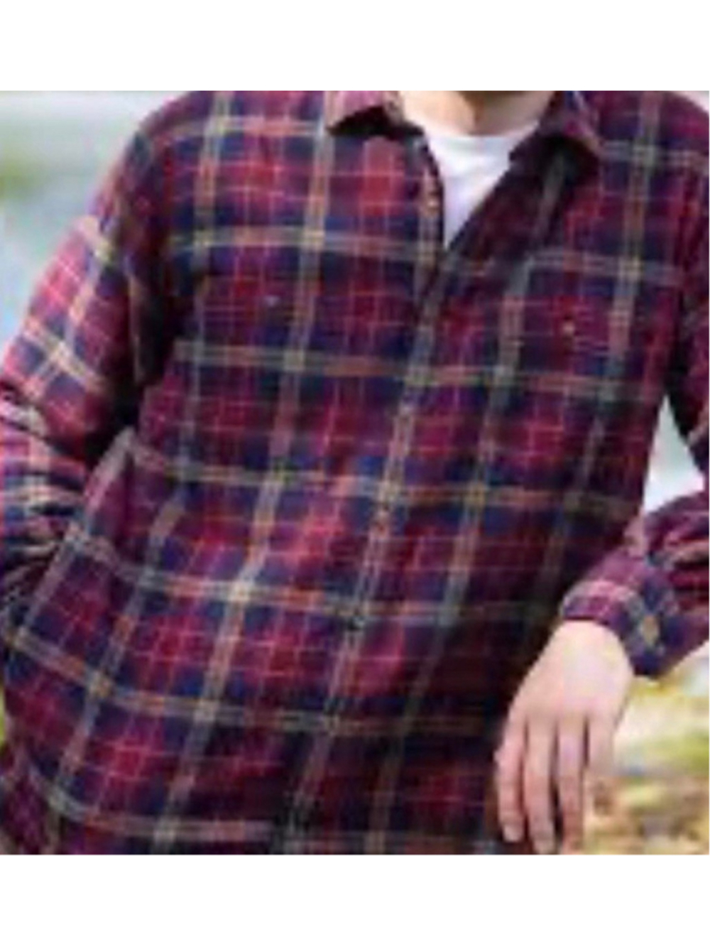 Burgundy blue flannel shirt
